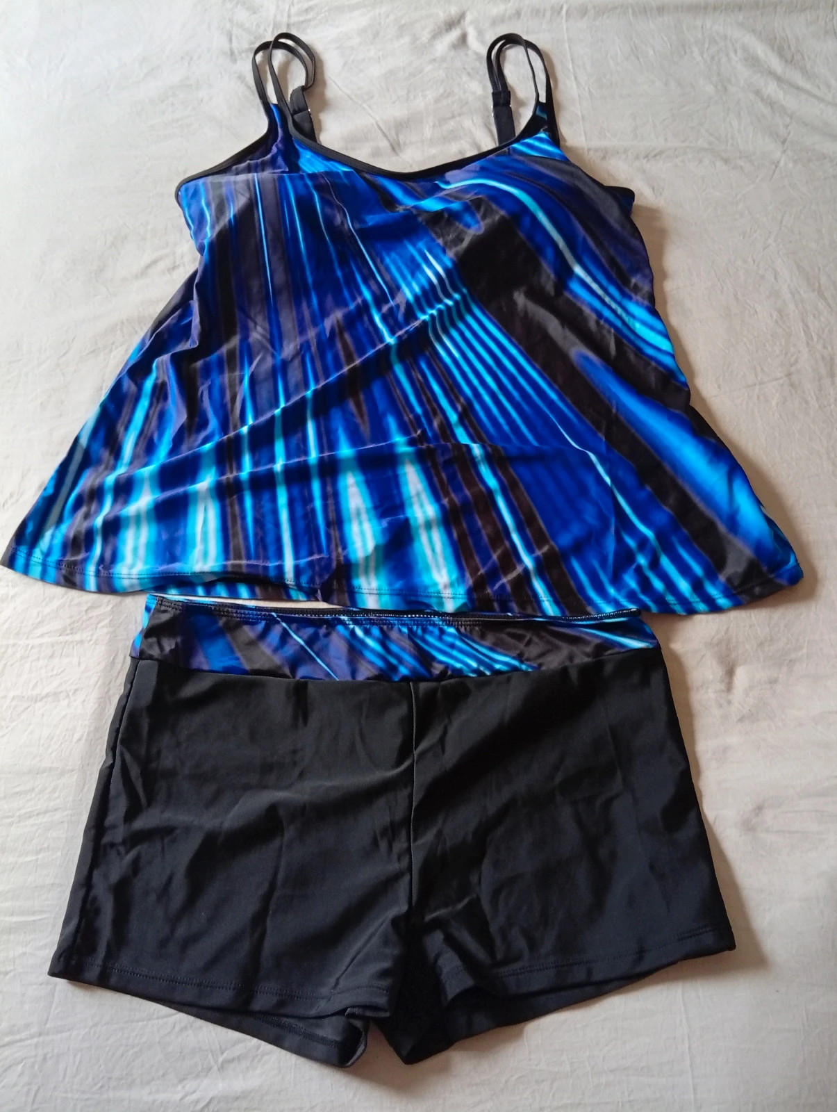 Brand new two-piece tankini Blue and black colors Size XXL.