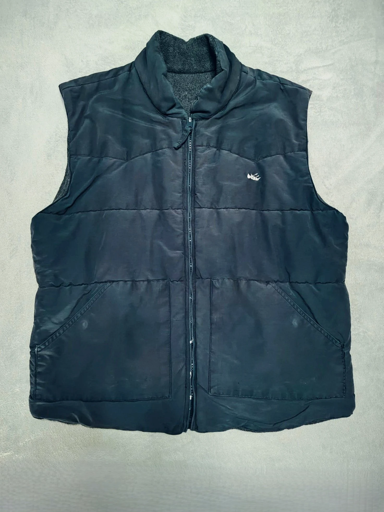 Bodywarmer réversible Old River brodé bleu marine & gris - Taille S/M