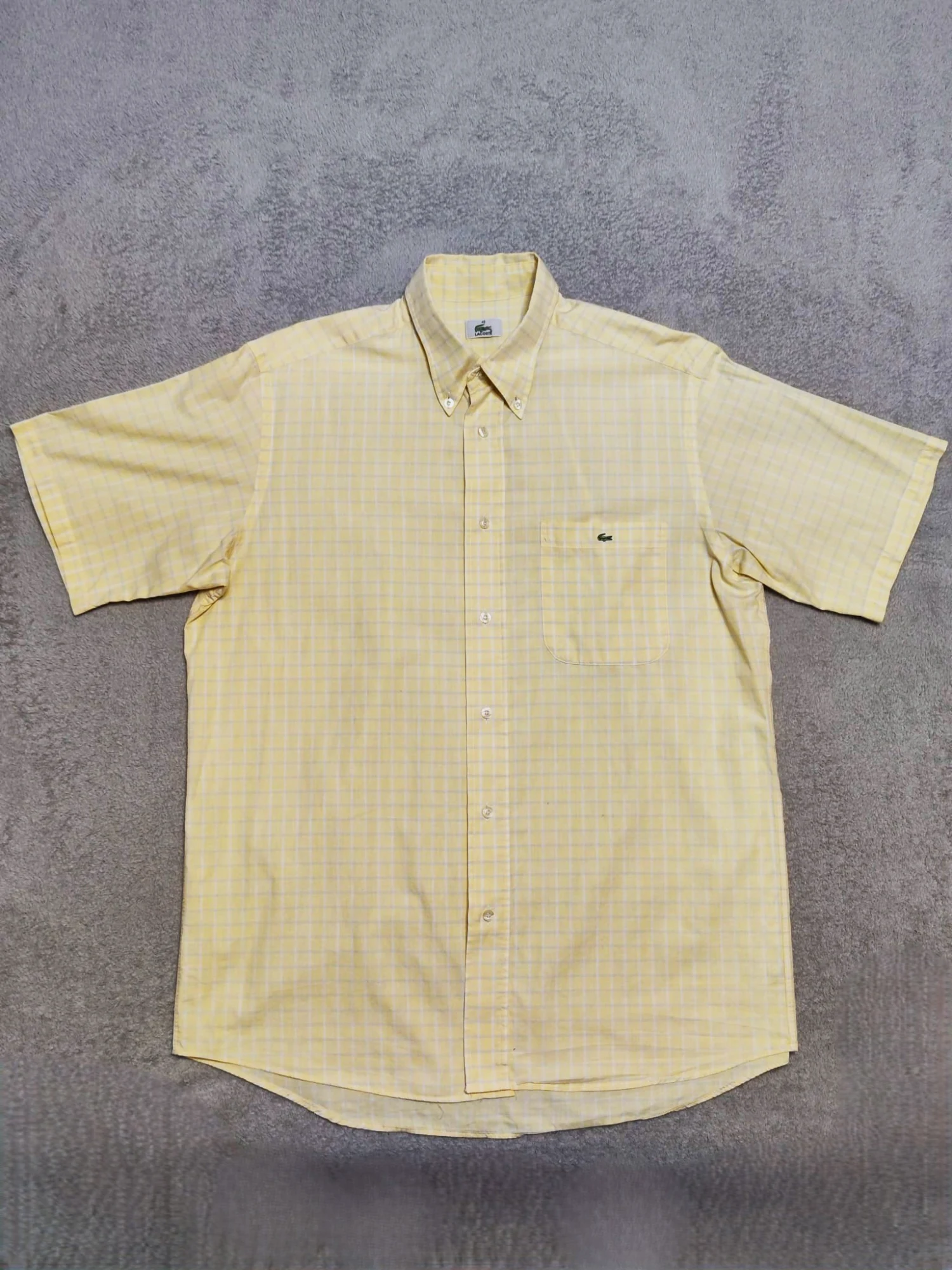 Chemise à manches courtes Lacoste jaune à carreaux