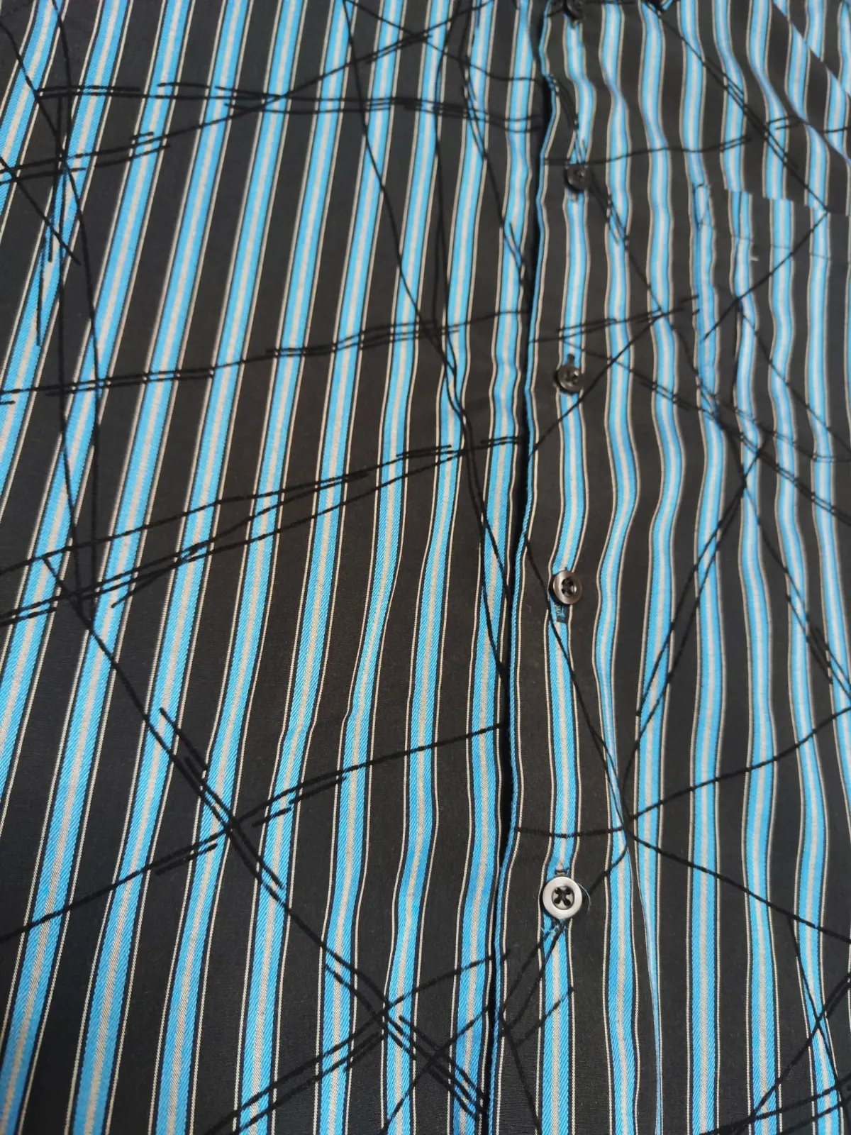Chemise rayée à manches longues bleu et noir – Clockhouse – taille M 3