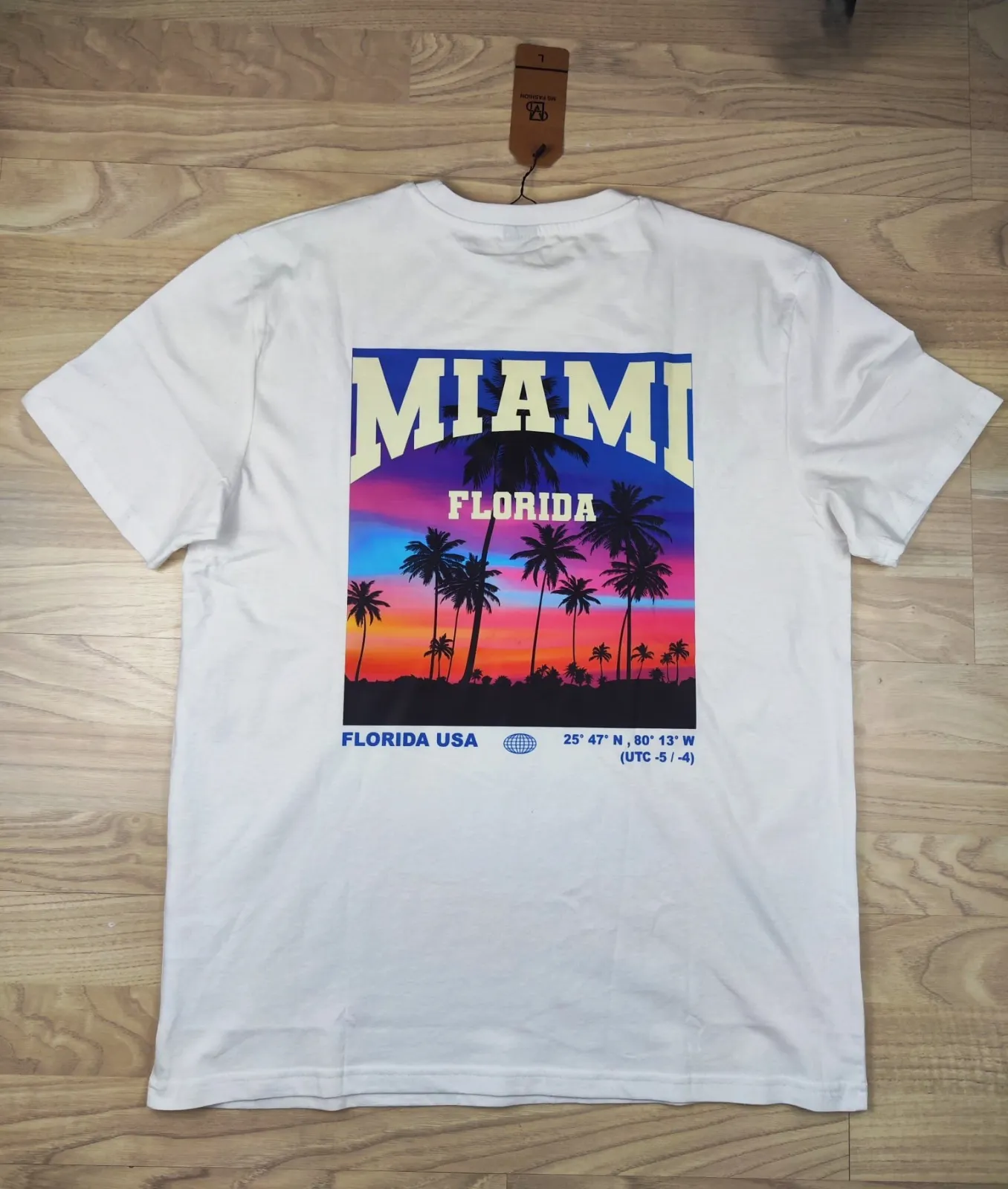 T-shirt blanc imprimé Miami Florida – ms fashion – taille L 4