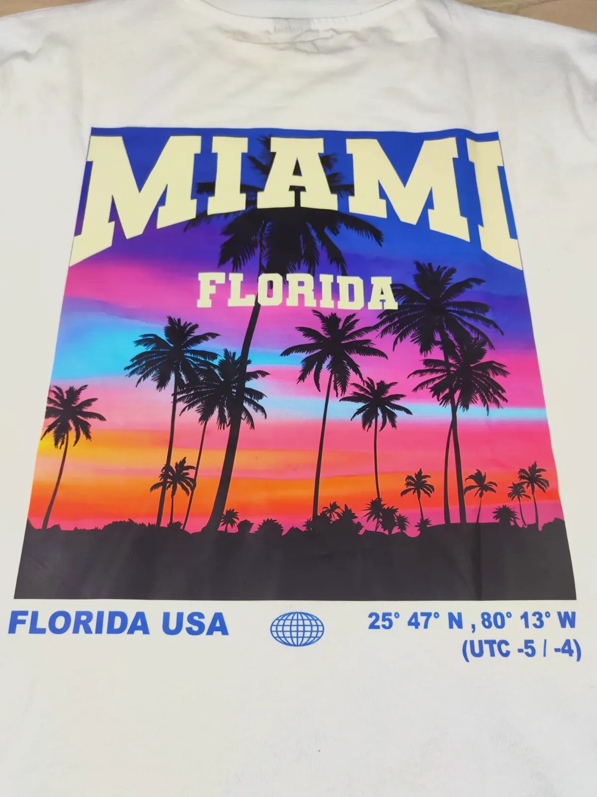 T-shirt blanc imprimé Miami Florida – ms fashion – taille L 5