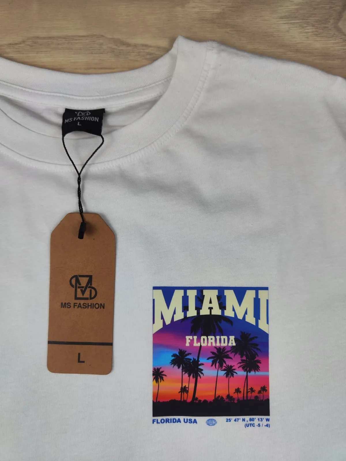 T-shirt blanc imprimé Miami Florida – ms fashion – taille L 3