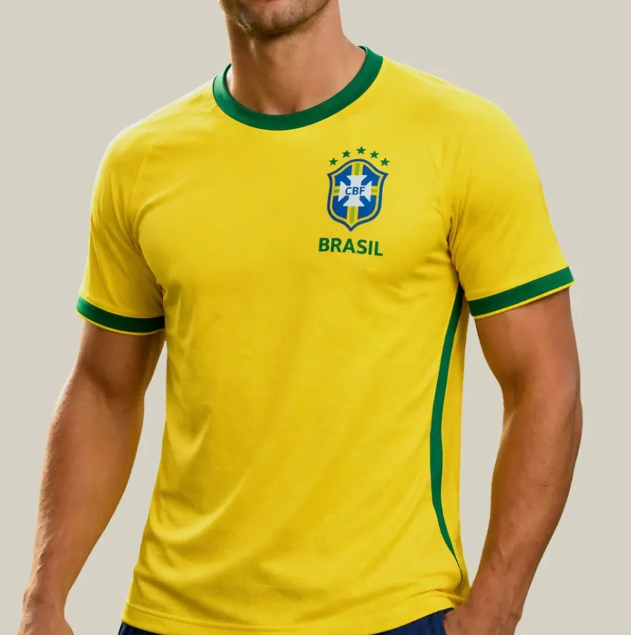 Maillot de football Brésil CBF jaune – made in Italy – taille L 3
