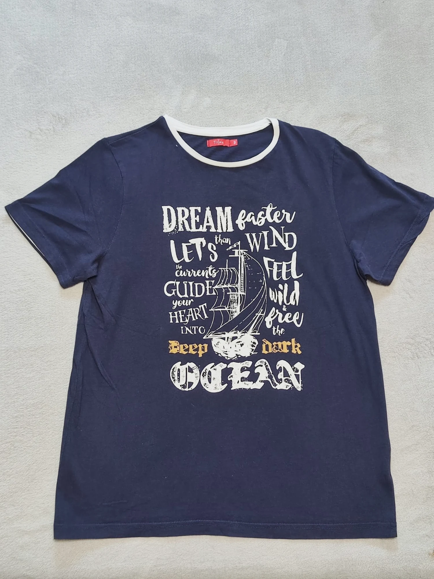 T-shirt marine motif voilier vintage - Taille M