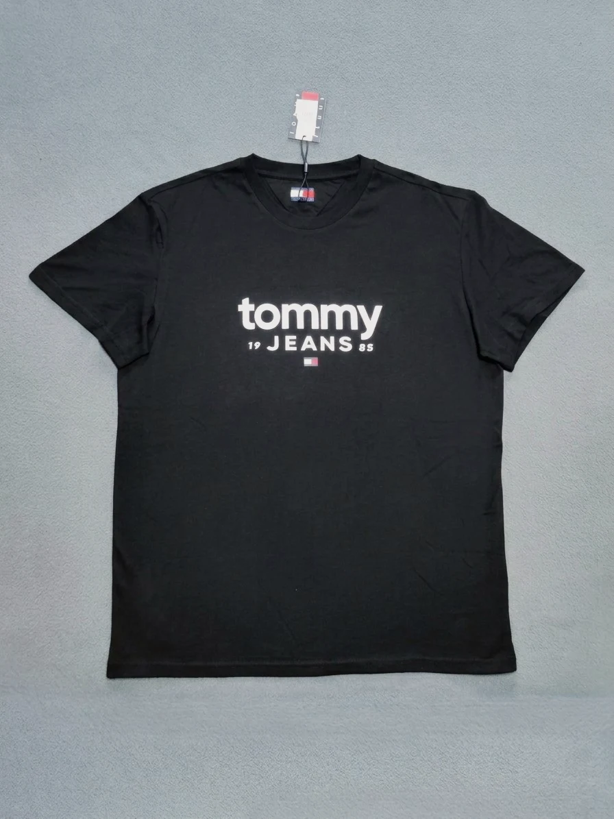 T-shirt noir Tommy Jeans logo imprimer