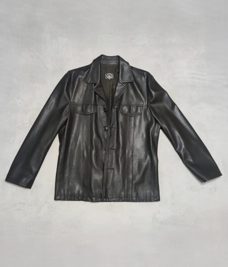 Veste vintage en simili cuir noir EXI Paris - Made in France - XL - Style 90s / – EXI Paris – taille Taille unique 3