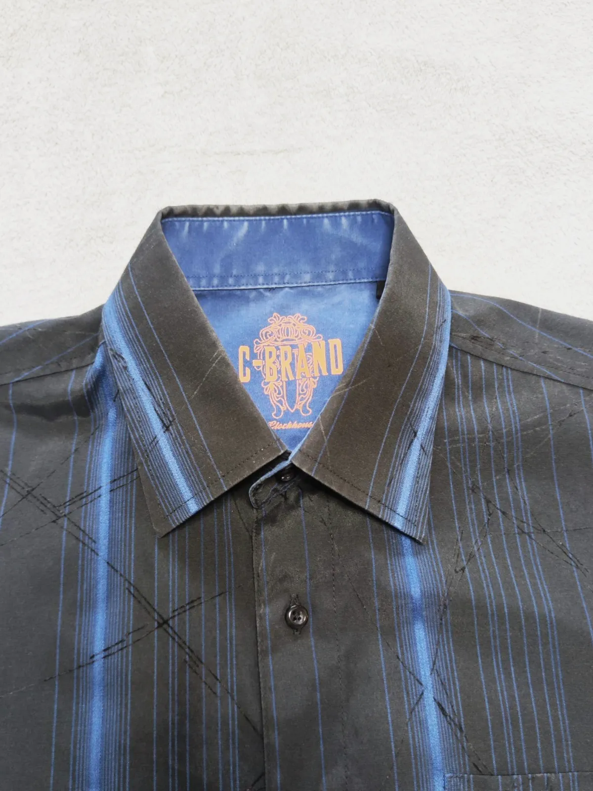 Chemise manche longue à rayures bleu et noir – CLOCKOUSE – taille M 3