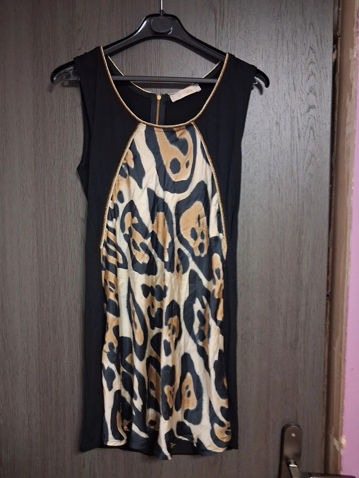 Robe / Tunique noire et imprimé léopard Showgirls Paris - Taille Unique
