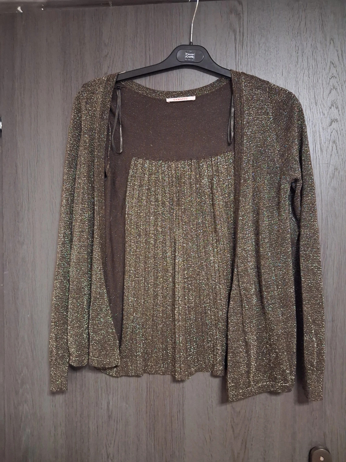 Gilet fin noir bien pailleté Camaïeu - Taille S - État nikel