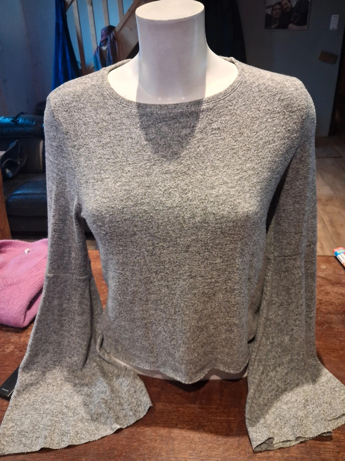 Top fin gris chiné manches évasées Pimkie - Taille S - État nikel