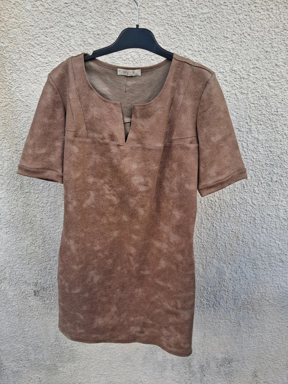 Robe courte Lenny B. "Jody" effet daim marron - Fabriquée en France - Taille 1 (S) - Neuve