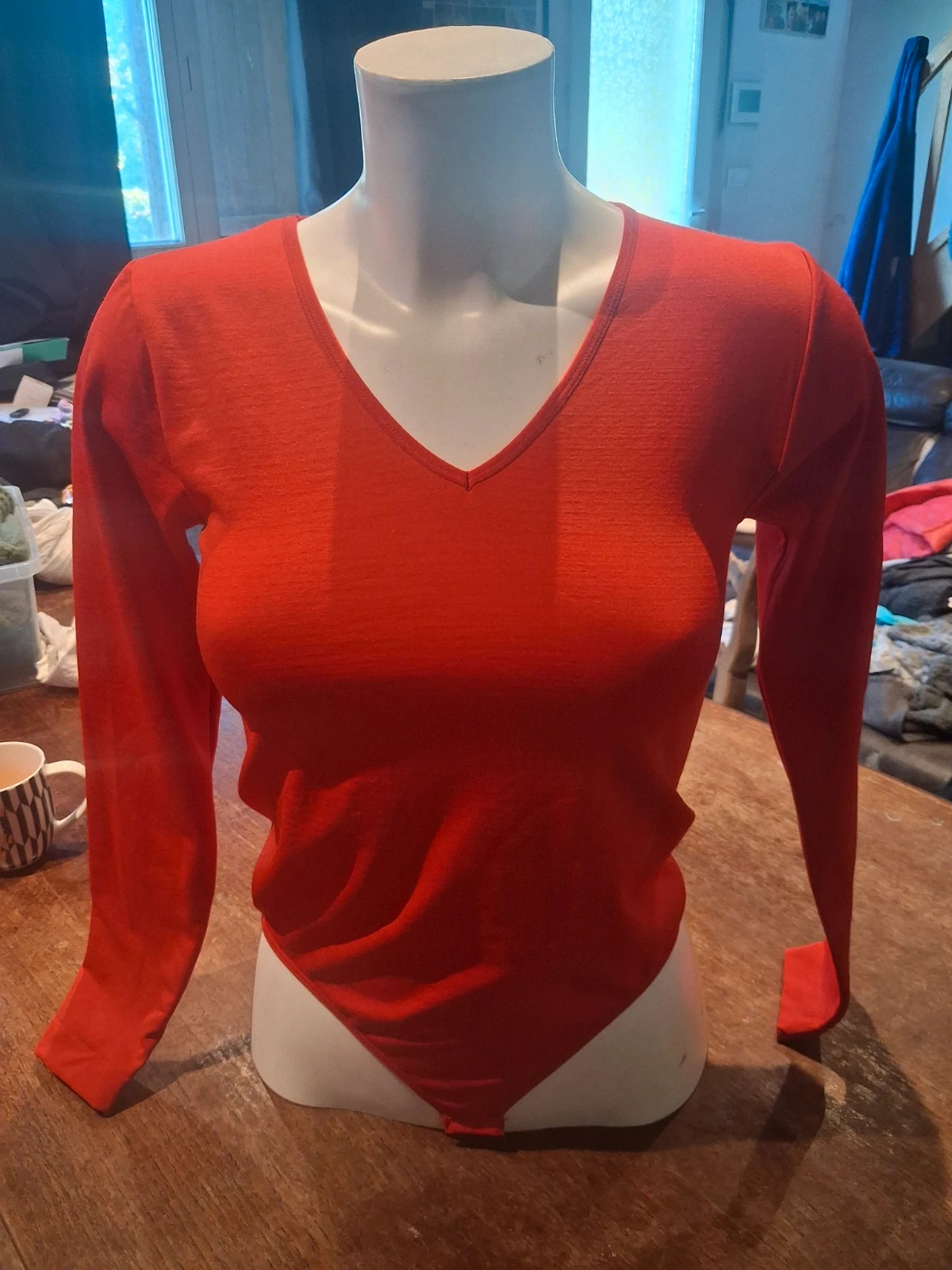 Body manches longues rouge col en V Manoukian - Taille XL - Très bon état