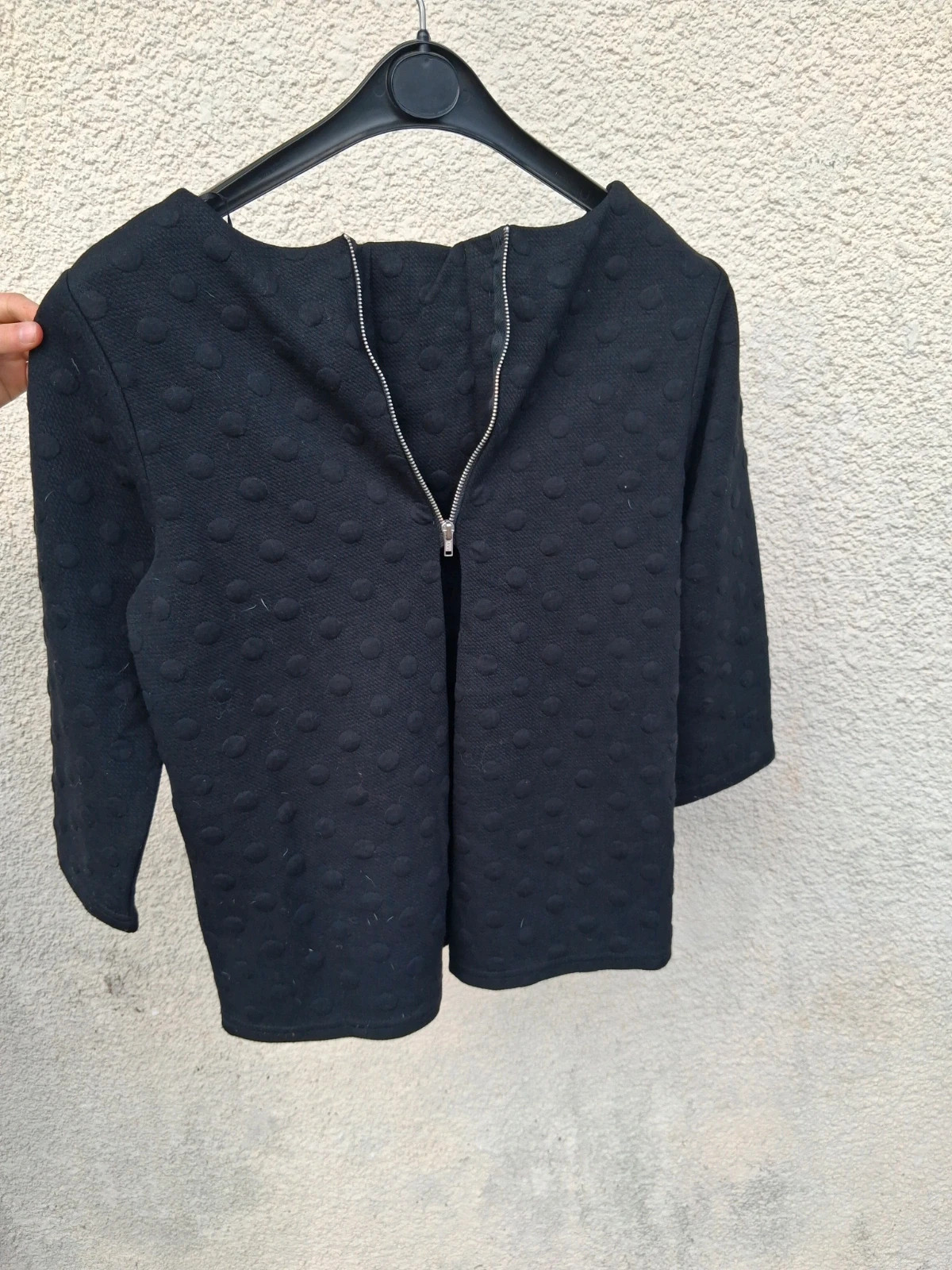 Top noir texturé à pois camaieu avec zip au dos – Taille M – Camaïeu – taille M / 38 / 10 3