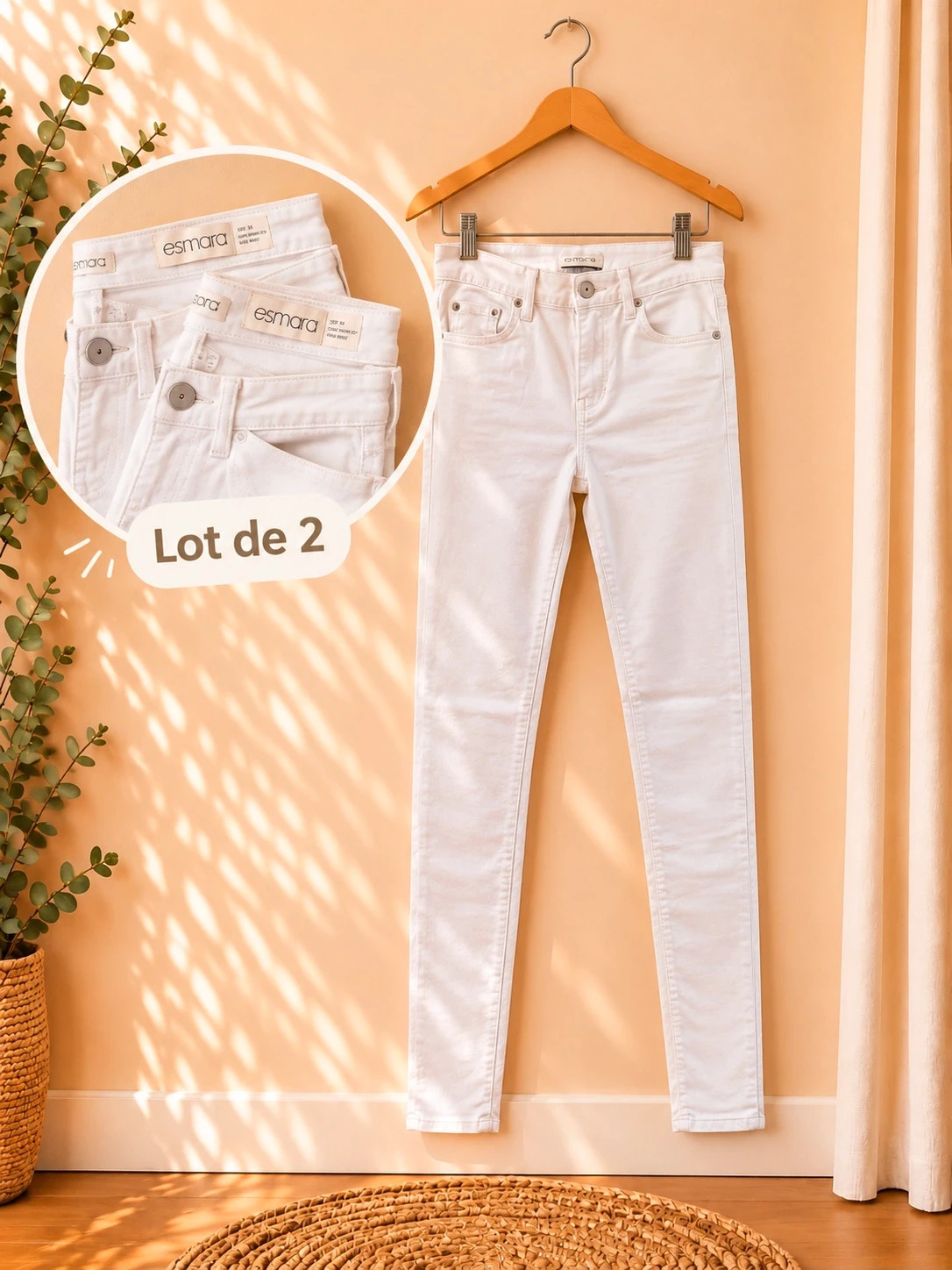 Jean blanc Esmara – Taille 36 – Super Skinny taille haute👩