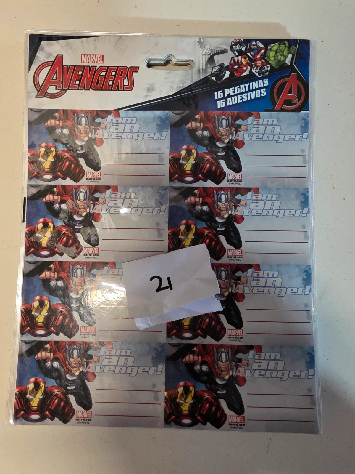 Lot de 21 paquets d'étiquettes adhésives Marvel Avengers📦 – Marvel 5