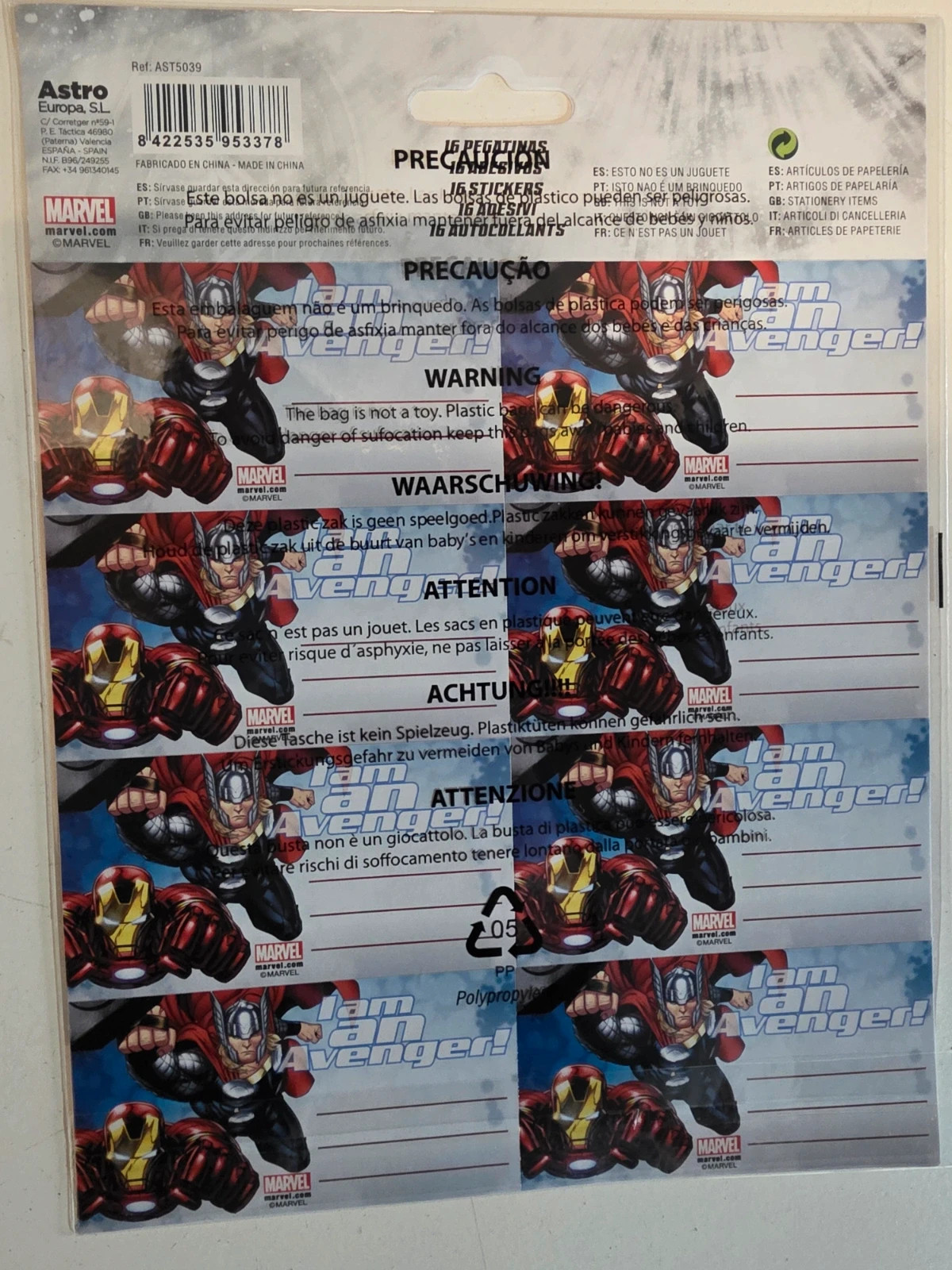 Lot de 21 paquets d'étiquettes adhésives Marvel Avengers📦 – Marvel 4