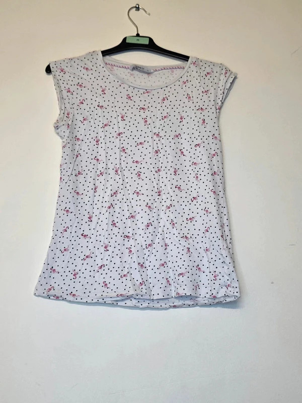 T-shirt manches courtes imprimé flamants roses – ONLY – taille XS / 34 / 6 3