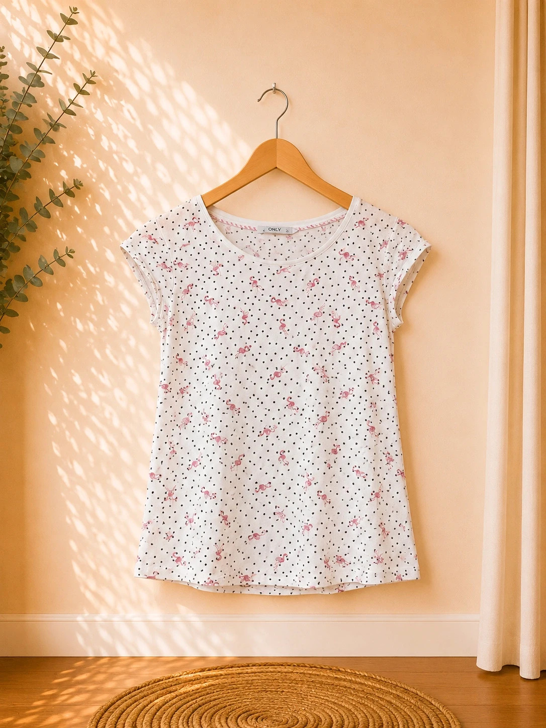 T-shirt manches courtes imprimé flamants roses – ONLY – taille XS / 34 / 6