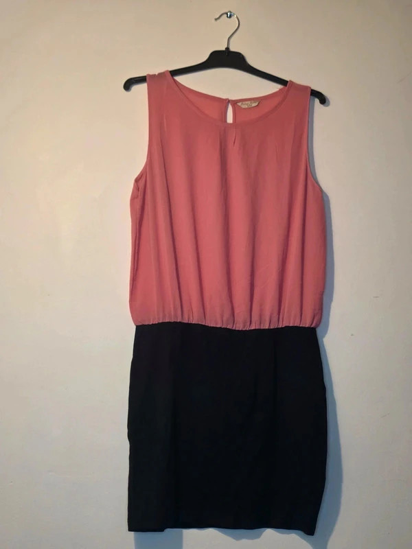 Robe bi-matière rose poudré & noir – T M – Melrose – taille M / 38 / 10 4