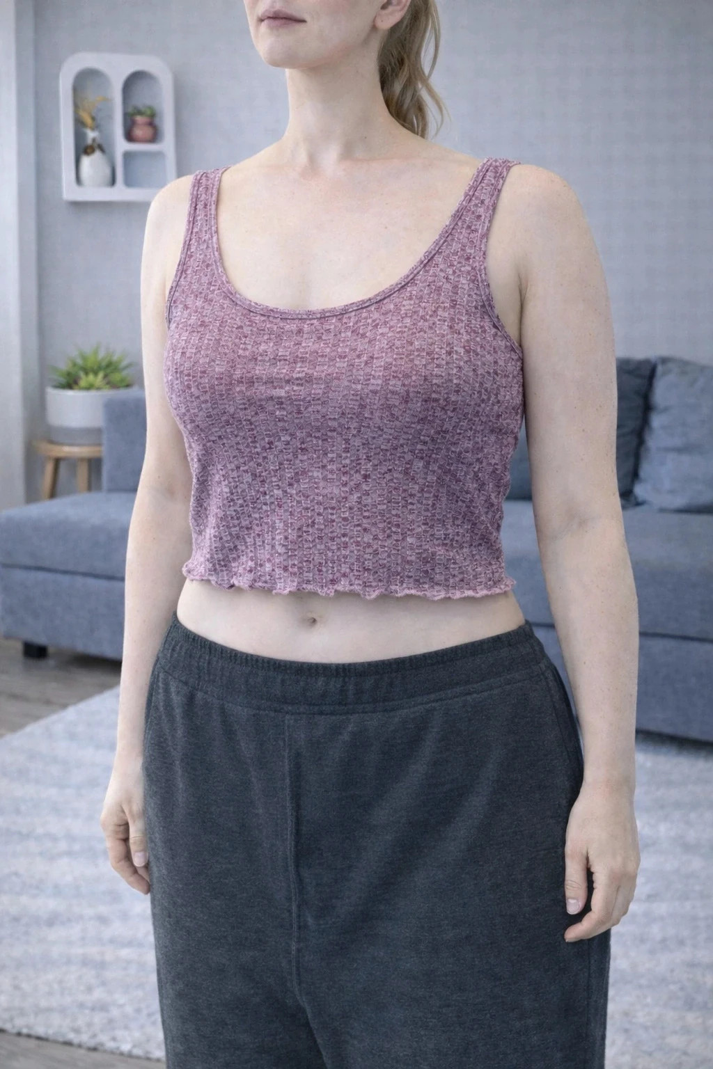 Crop top femme rose chiné – taille S 🌸 – Shein – taille S / 36 / 8 2