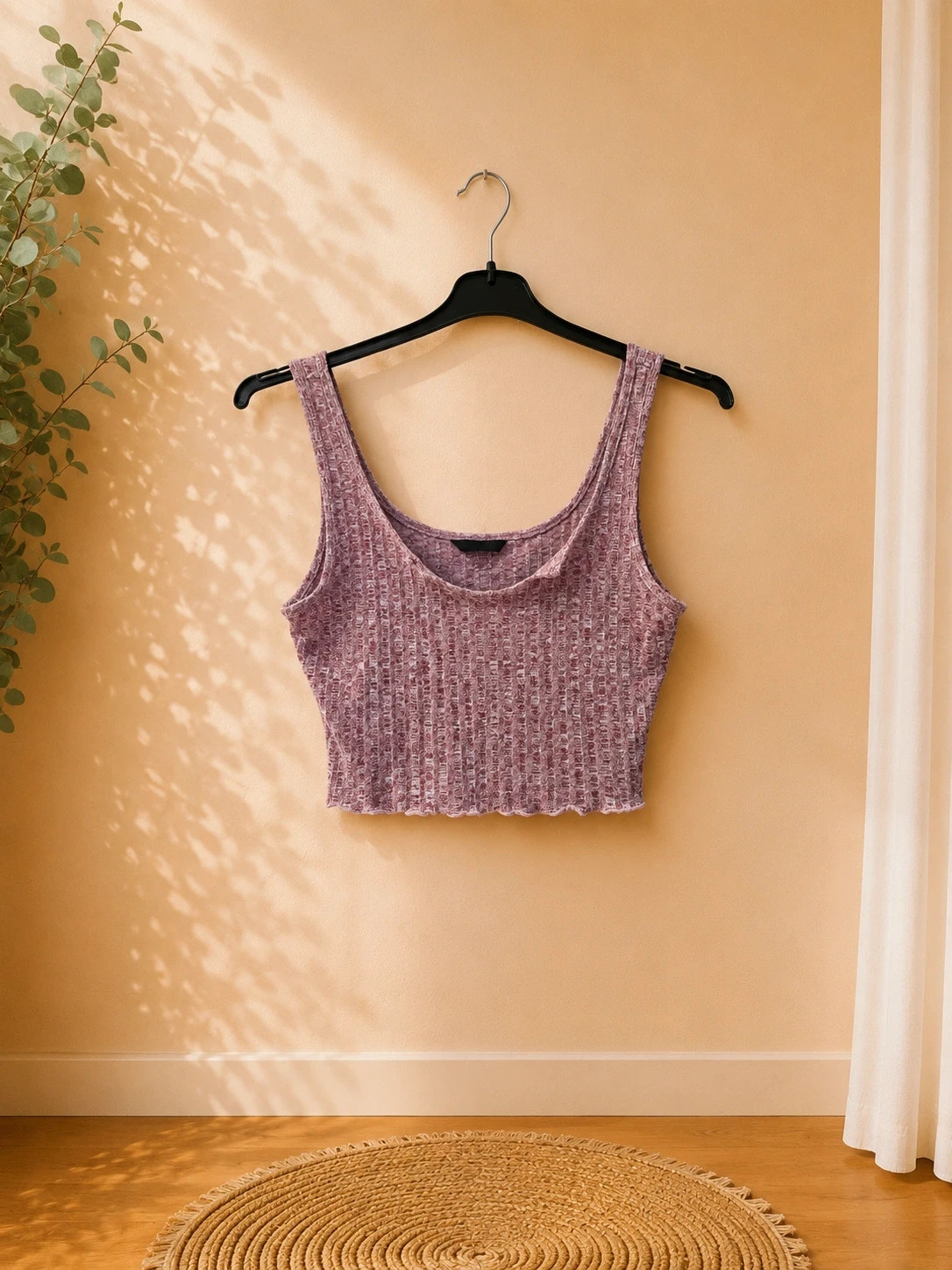 Crop top femme rose chiné – taille S 🌸
