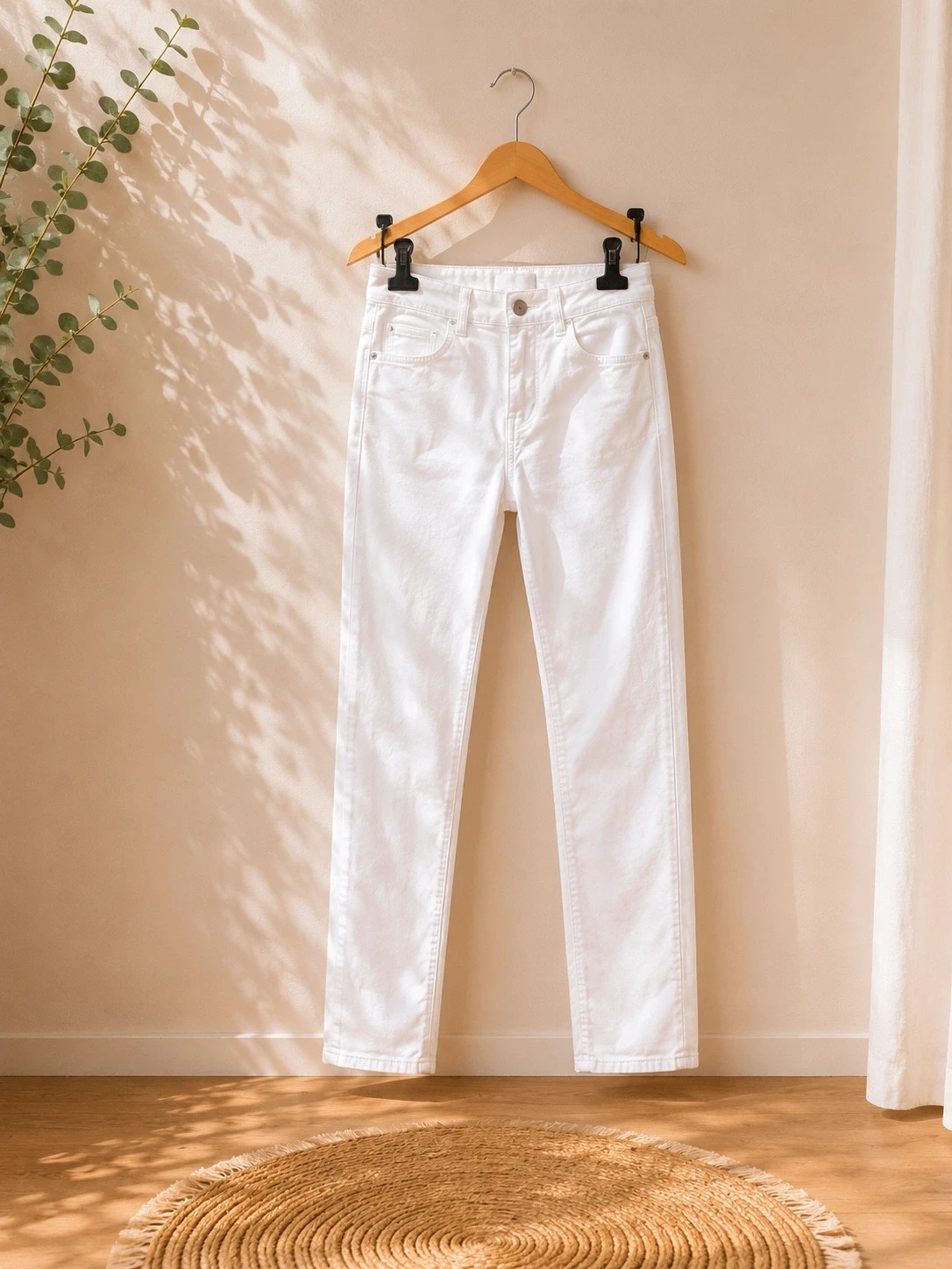 Jean blanc femme coupe droite