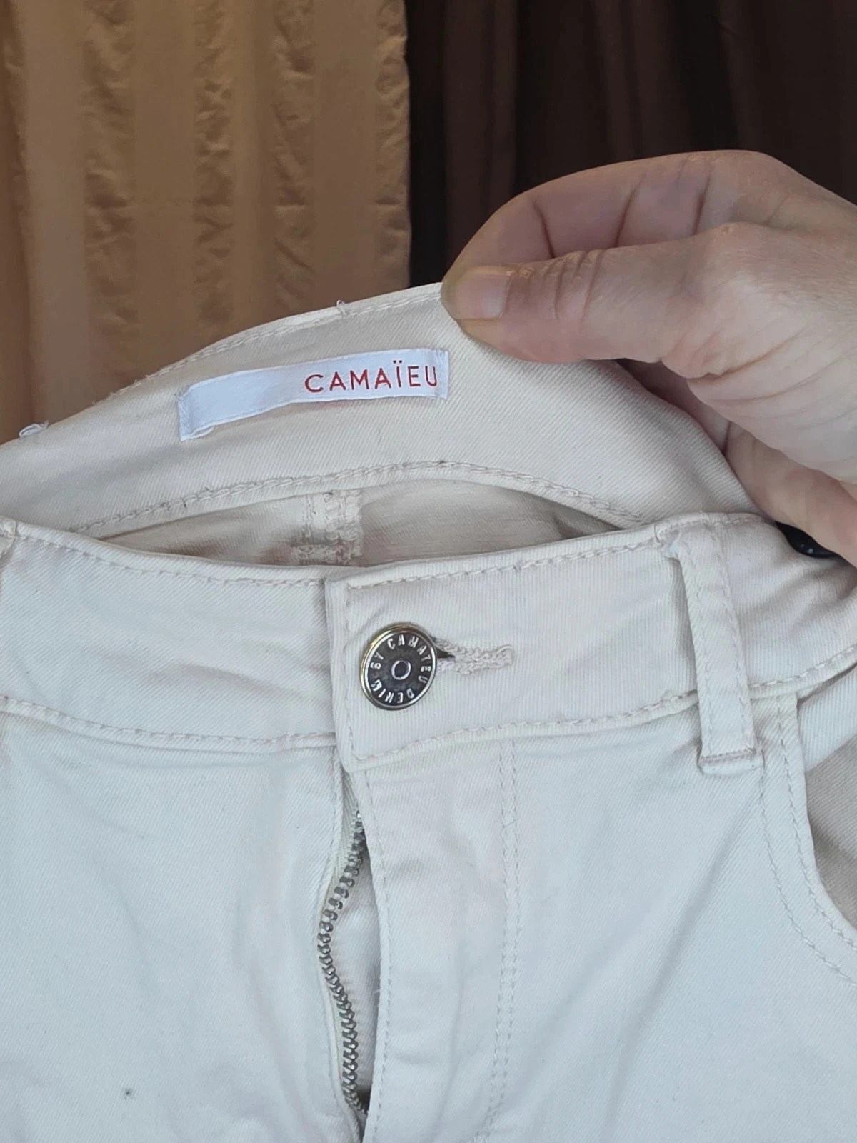 Jean blanc femme coupe droite – Camaïeu – taille XS / 34 / 6 4