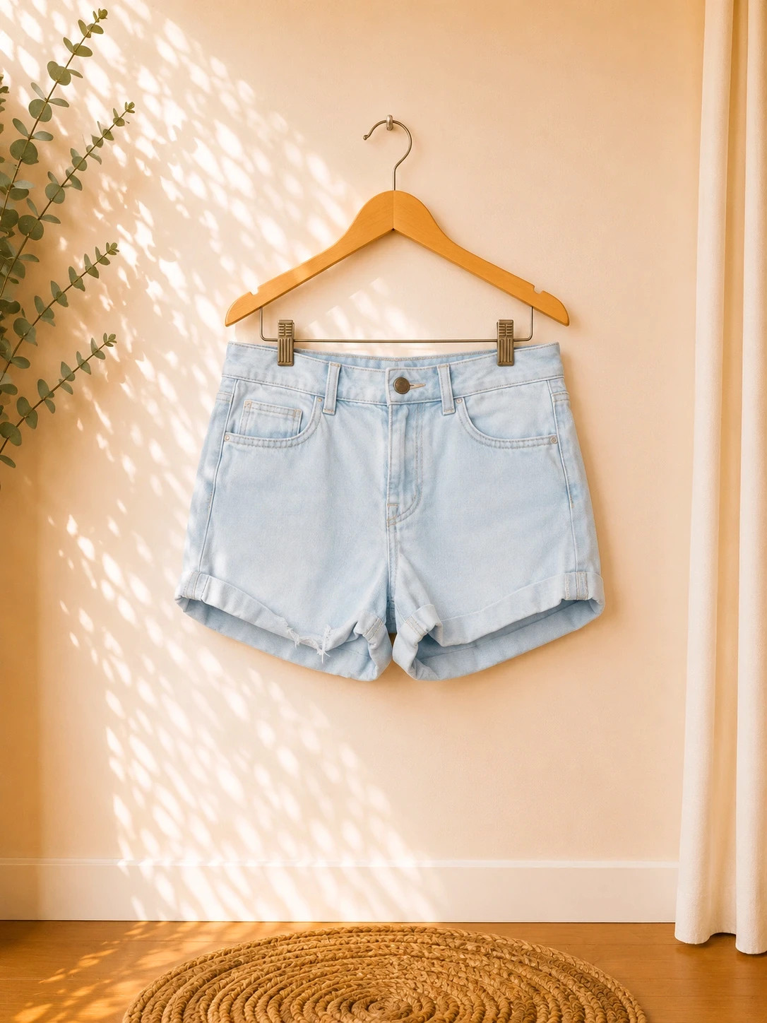 Short en jean clair – style casual été – Denim – taille XS / 34 / 6