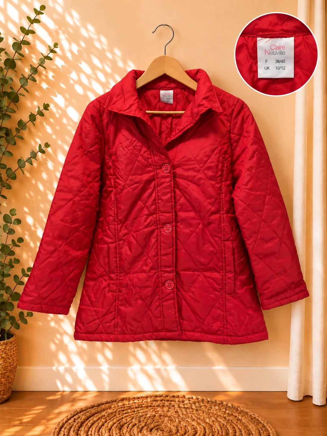 Veste matelassée rouge Claire Neuville – Taille 38/40📦