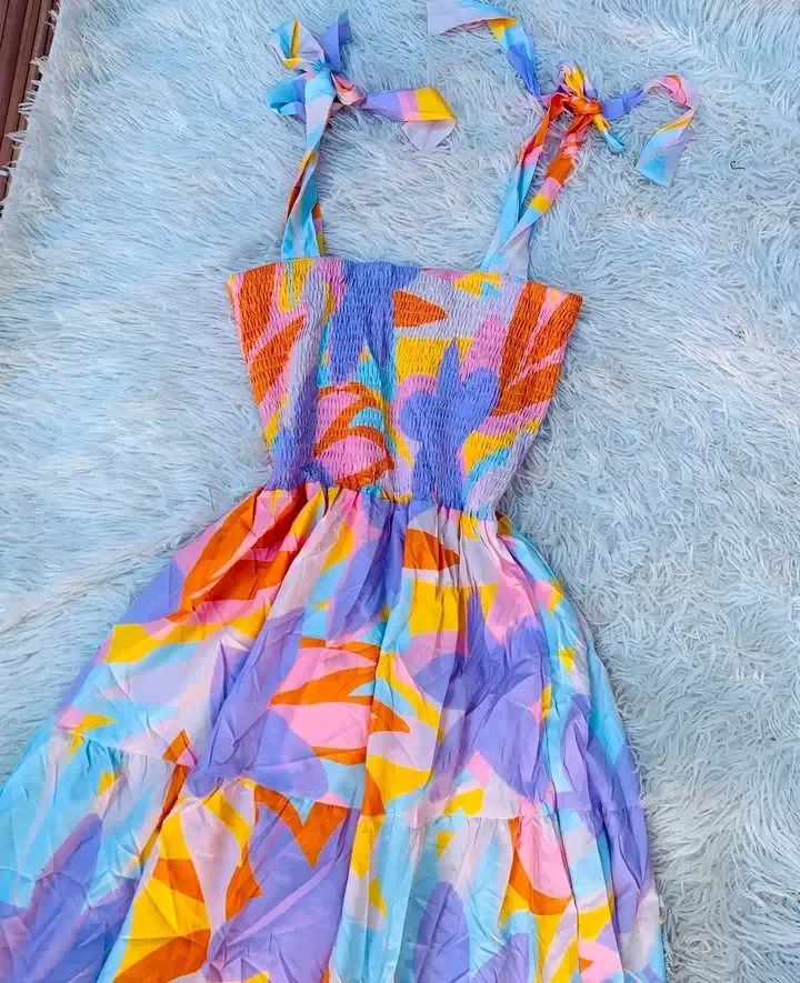 Robe longue multicolore motif géométrique 2