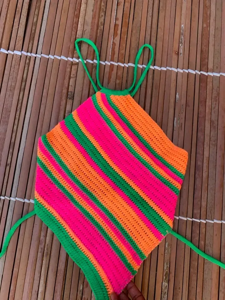 Maillot de bain coloré rayé fluo 2
