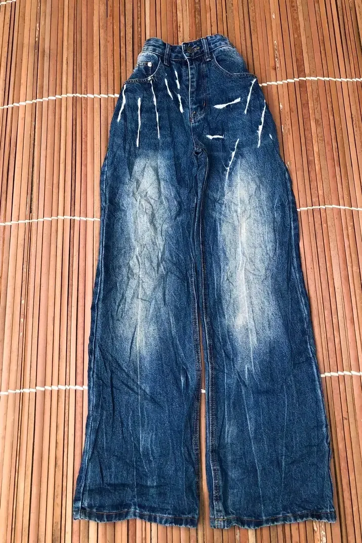 Pantalon jean large bleu délavé