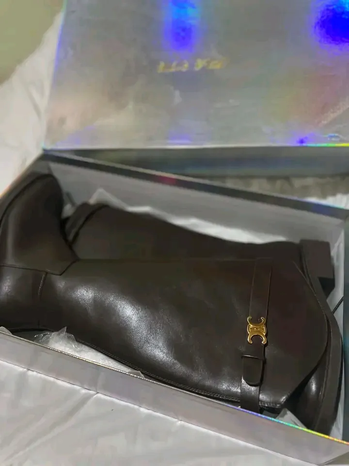 Bottes marron cuir véritable 2