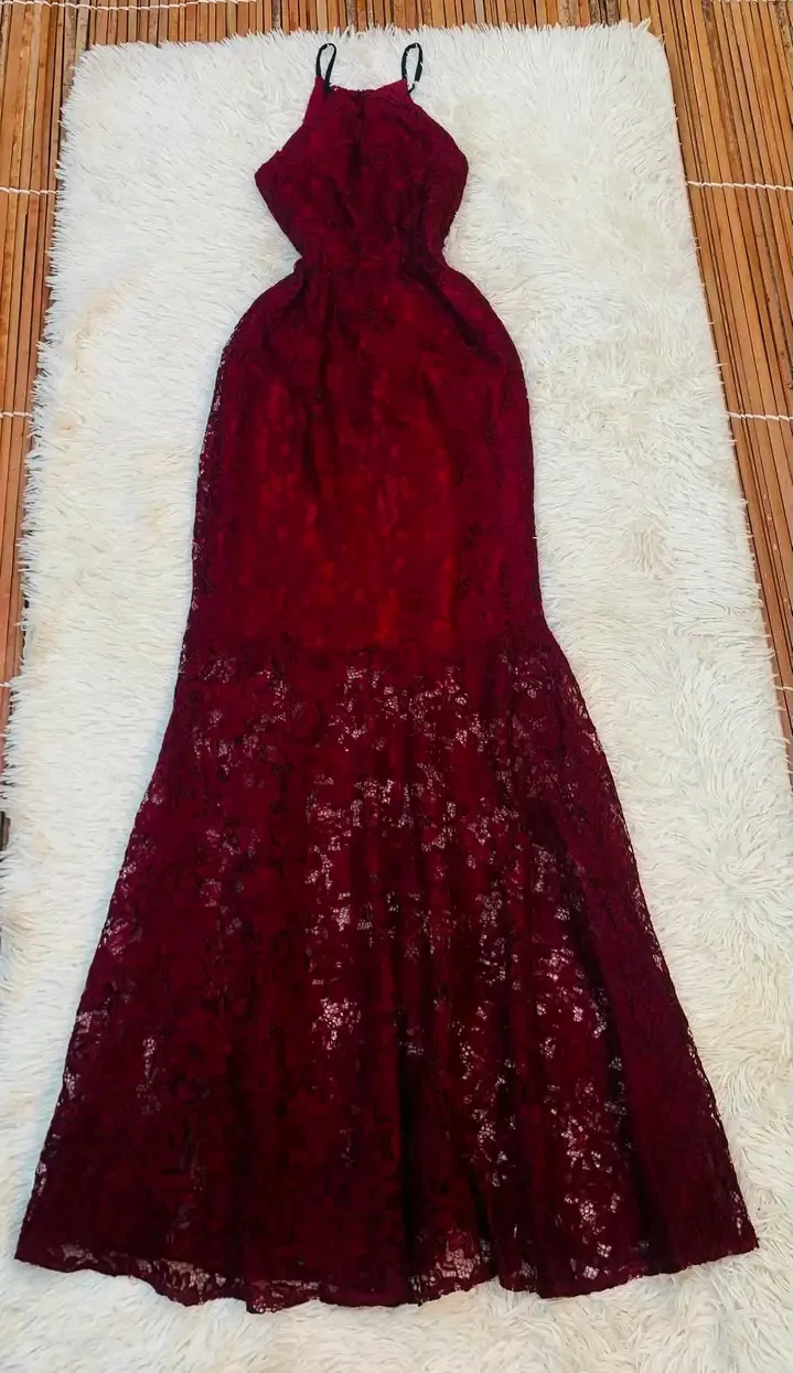 Robe dentelle rouge bordeaux sans marque 4