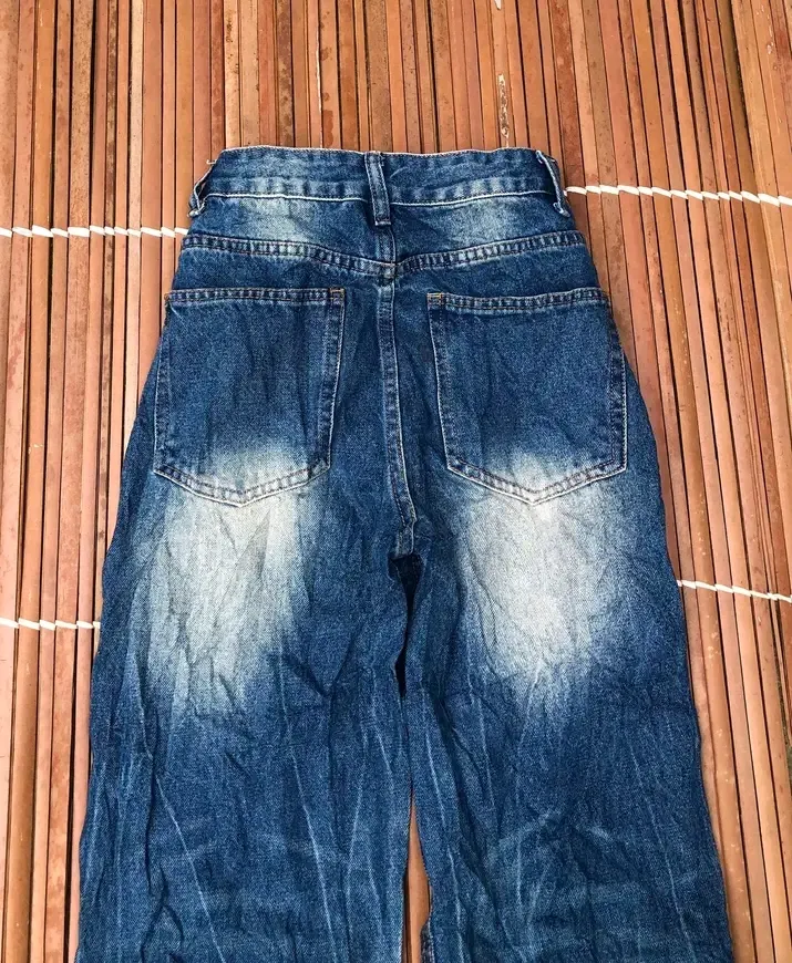 Pantalon jean large bleu délavé 2