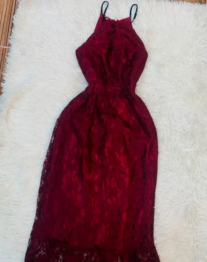 Robe dentelle rouge bordeaux sans marque 3