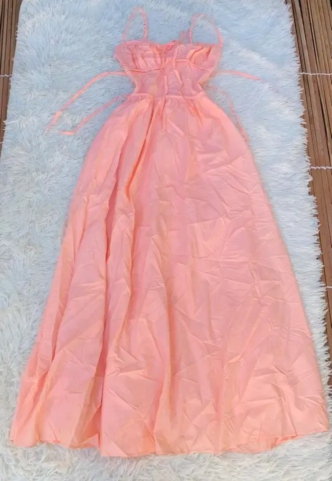 Robe rose corail petite fille 2