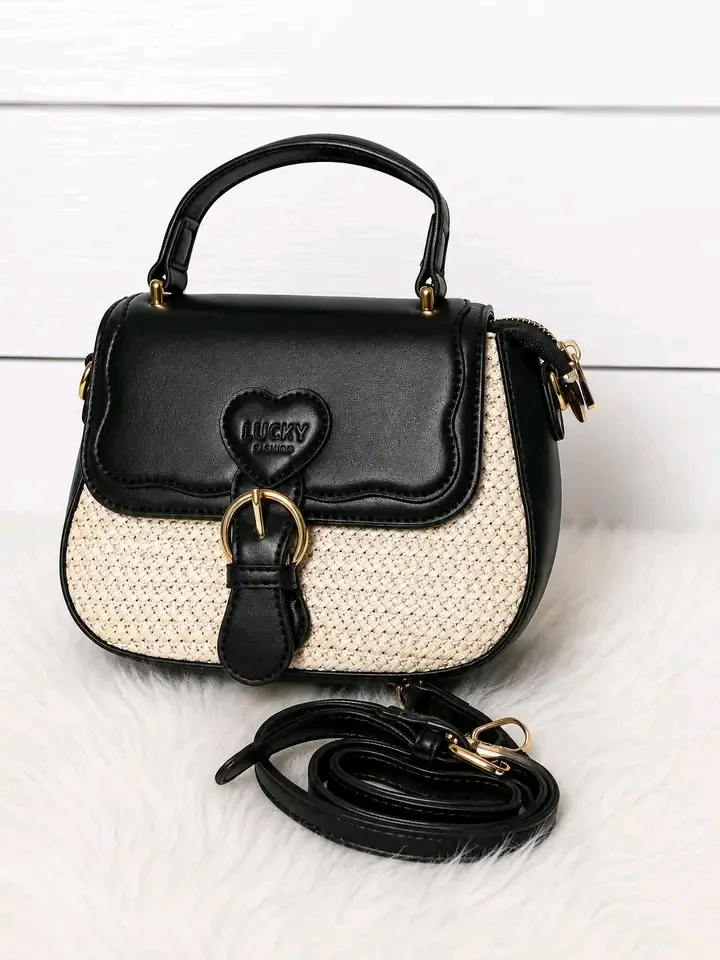 Sac à main paille et cuir noir 3