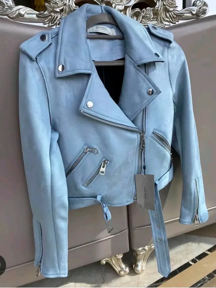 Zara Basis veste légère bleue ciel 4