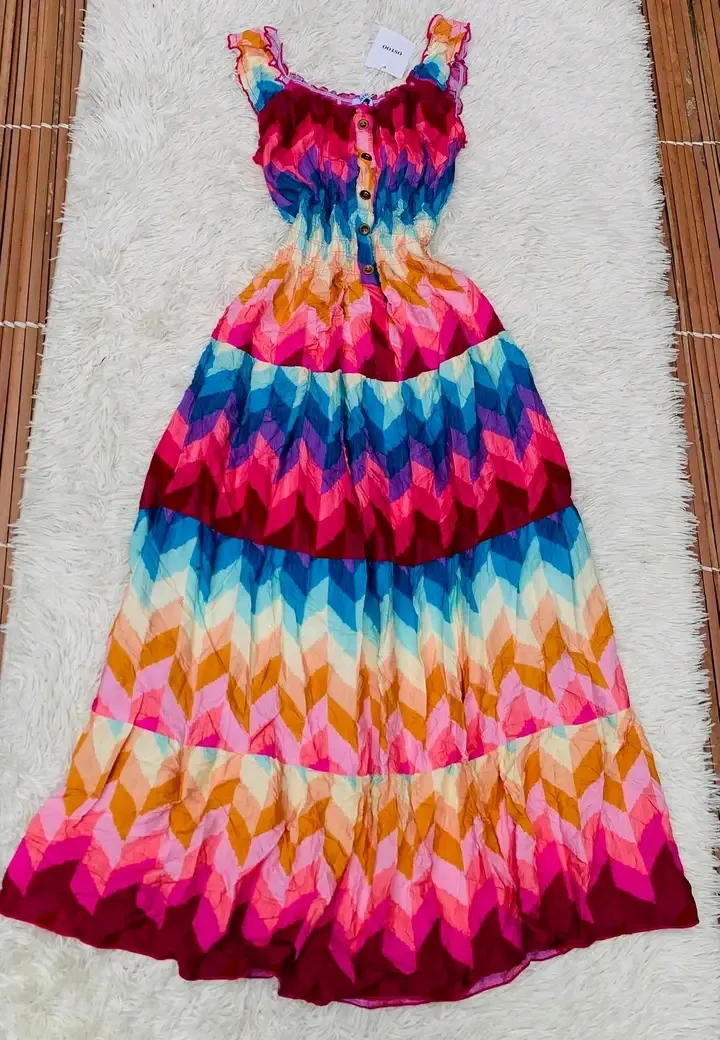 Robe longue arc-en-ciel motif géométrique 3