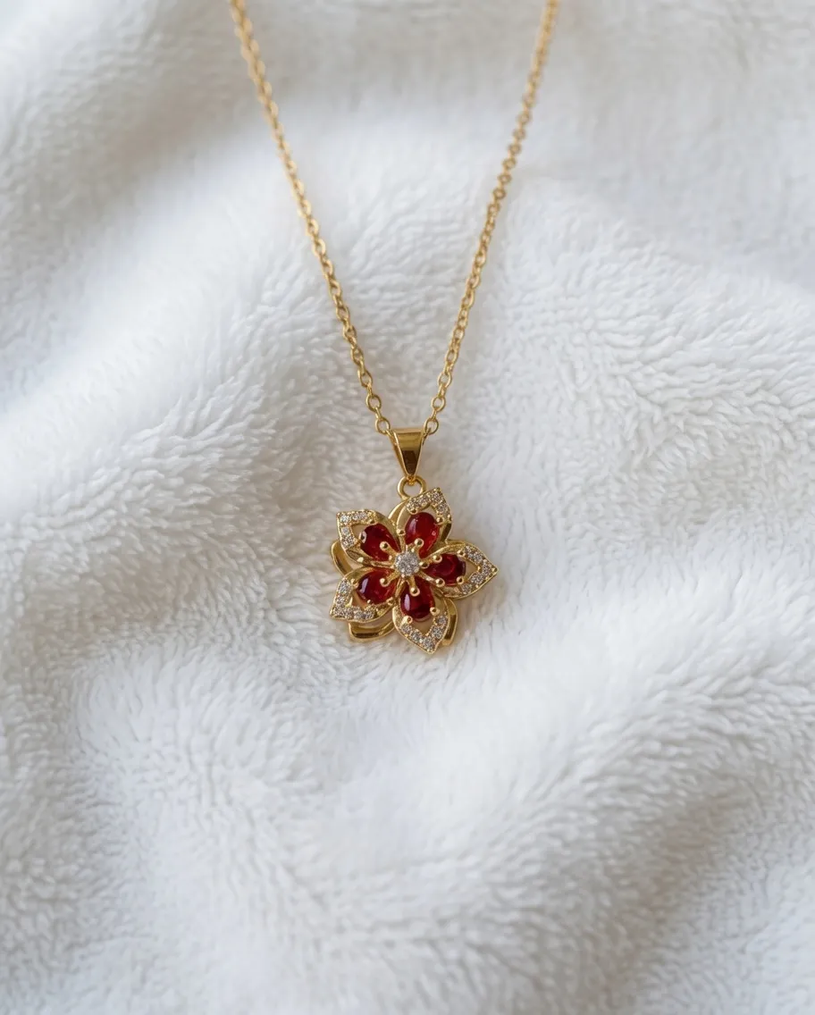 Collier chaîne dorée pendentif étoile rouge 2