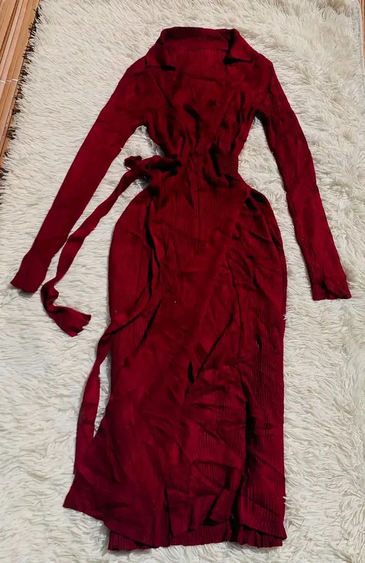 Robes pull rouge bordeaux côtelé 2