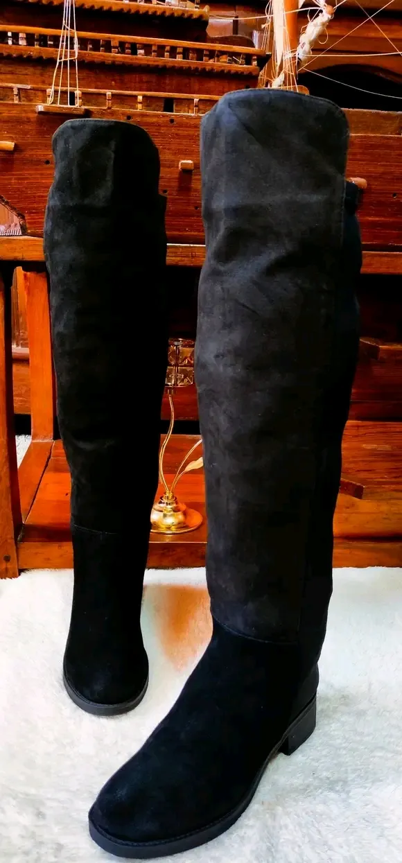 Bottes hautes noires velours 2