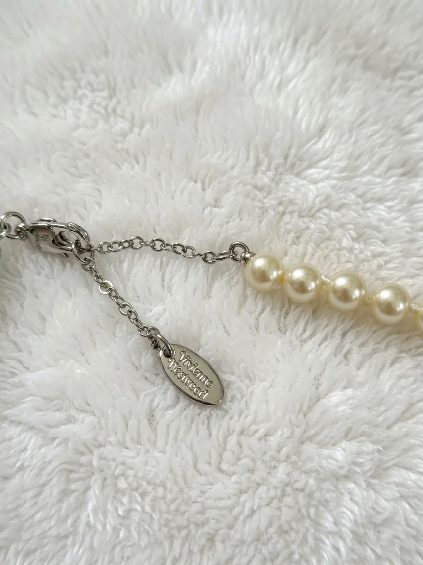 Collier perles avec pendentif strass 3