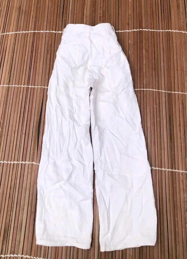 Pantalon blanc large taille haute