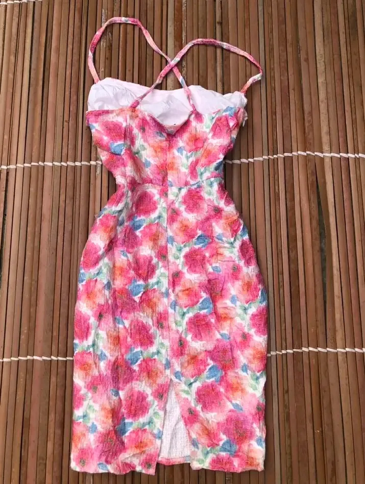 Robe fleurie rose et bleu années 90 3
