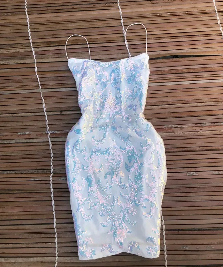 Robe tulle paillettes multicolores 4