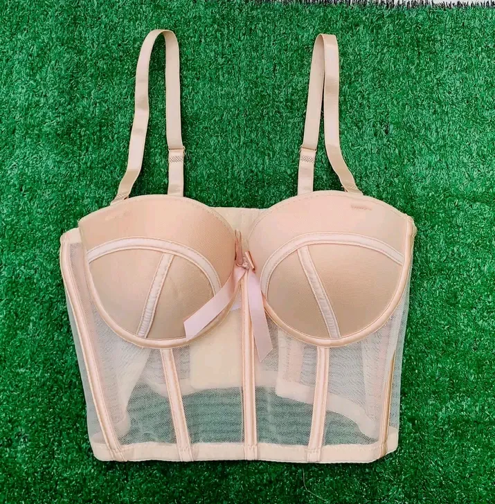 Corset bustier rose clair transparent