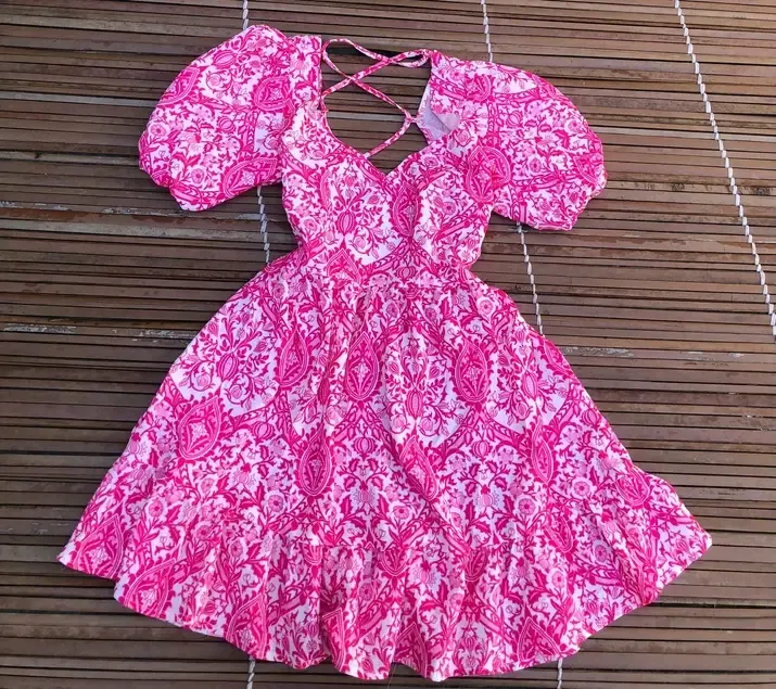 Robe été rose imprimé fleuri fi 3